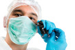 Scientist holds black mouse