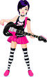 Rock star girl playing guitar
