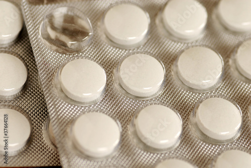 Photo: White pills in blister White pills in blister