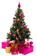 Beautiful Christmas tree with present and decorations