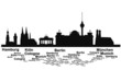 Skyline deutsche Städte mit Beschriftungen