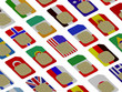 3D SIM cards represented as flags of different countries