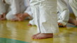 preschooler during training Karate in the gym