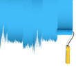Blue Painted Wall Isolated with Paint Roller