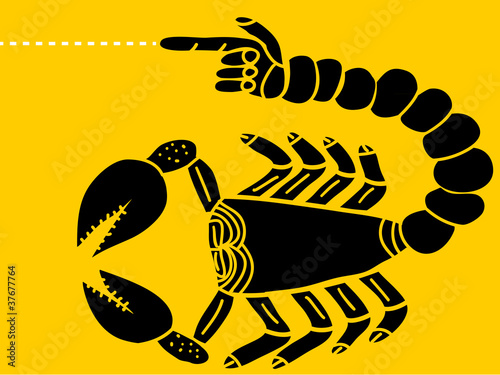 Vector: scorpion with human hand in tail scorpion with human hand in tail