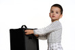 Boy with guitar amp