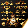 set of ornamental golden heraldic elements set of ornamental golden heraldic elements