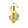 Goldenes US Dollar Symbol auf weißem Hintergrund