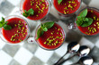 dessert with strawberries and peppermint leaf dessert with strawberries and peppermint leaf