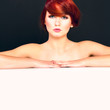 portrait of attractive young red hair female model woman