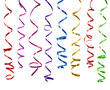 Set of colorful streamers isolated on white background