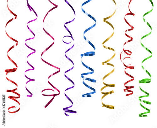Photo: Set of colorful streamers isolated on white background Set of colorful streamers isolated on white background