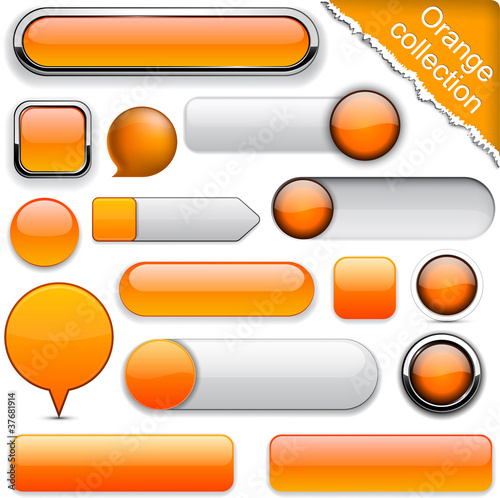 Vector: Orange high-detailed modern buttons. Orange high-detailed modern buttons.