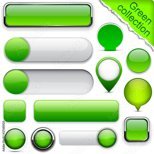 Vector: Green high-detailed modern buttons. Green high-detailed modern buttons.