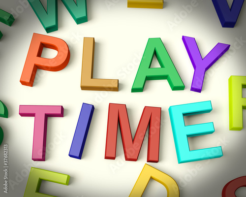 Illustration: Play Time Written In Multicolored Plastic Kids Letters Play Time Written In Multicolored Plastic Kids Letters