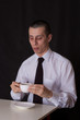 thoughtful businessman drinking coffee thoughtful businessman drinking coffee