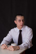 bored businessman drinking coffee bored businessman drinking coffee