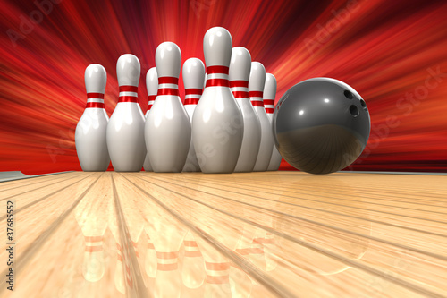 Illustration: Bowlingszene rot Bowlingszene rot