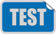 Sticker blau eckig curl oben TEST