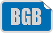 Sticker blau eckig curl oben BGB