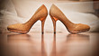 Golden structuredesign high-heeled shoes