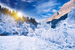 Idyllic winter landscape under blue sky. Alpine Slovenia Idyllic winter landscape under blue sky. Alpine Slovenia