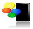 Tablet pc with colorful balloons Tablet pc with colorful balloons