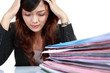 business woman stressed at work.