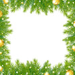Vektor: Border With Christmas Tree And Gold Ball Border With Christmas Tree And Gold Ball