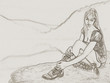 sitzende Frau