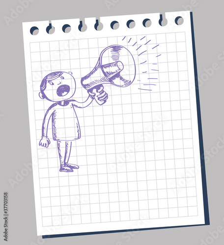 Vector: man and loudhailer man and loudhailer