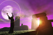 Illustration: Druid greets the dawn at Stonehenge Druid greets the dawn at Stonehenge