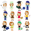 different jobs girls on white