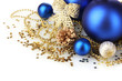 beautiful blue Christmas balls and cone isolated on white beautiful blue Christmas balls and cone isolated on white