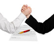Two wrestling hands and contract Two wrestling hands and contract