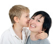 The boy with sister isolated