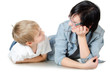 The boy with sister isolated