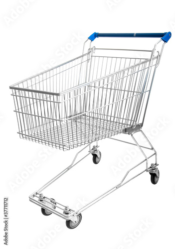 Photo: Empty shopping cart isolated Empty shopping cart isolated