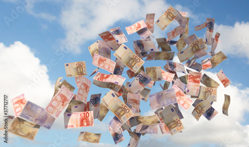 Photo: eurobills flying in the sky eurobills flying in the sky