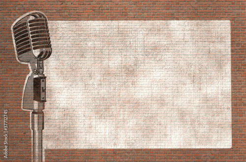 Illustration: microphone graffiti on wall microphone graffiti on wall
