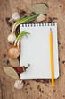 notebook for recipes and spices