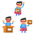 set of funny cartoon superhero