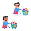 set of funny cartoon superhero