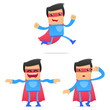 set of funny cartoon superhero