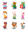 cartoon summer animal set cartoon summer animal set