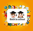 cartoon school icons card cartoon school icons card