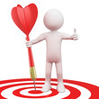 Man with a red dart on target bull's eye