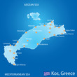 Island of Kos in Greece map