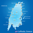 Island of Lefkada in Greece map
