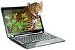 Black netbook with 3D jaguar on screen (my photo) over white